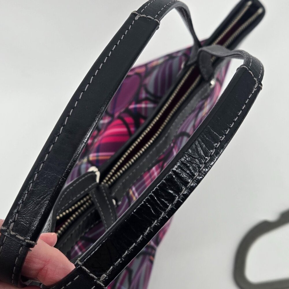 Coach Plaid Logo Tote - Black/Purple/Pink - Picture 4 of 6